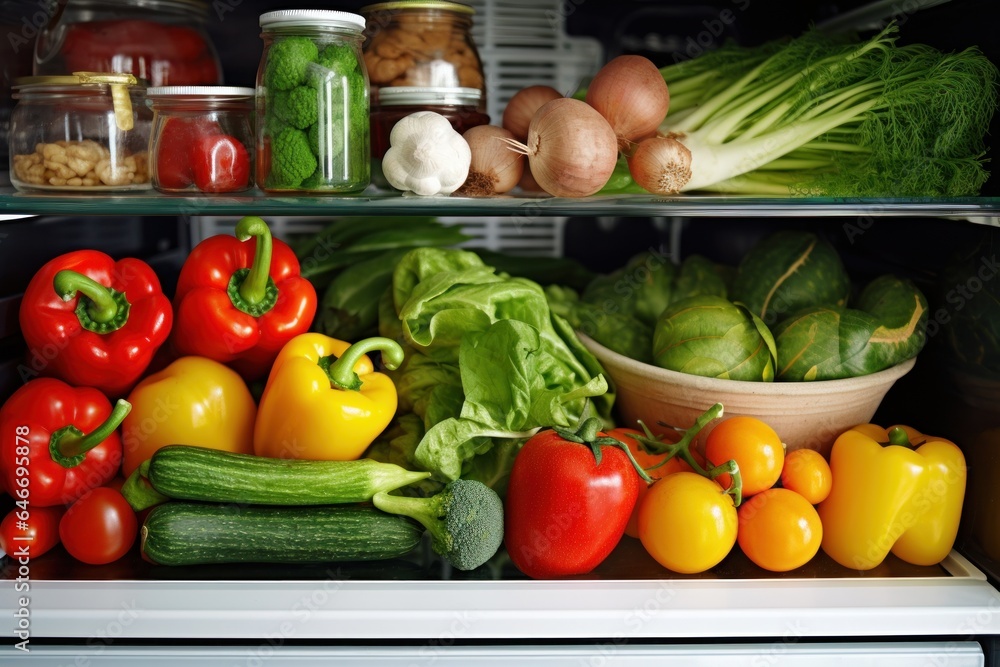 Vegetables in the refrigerator.