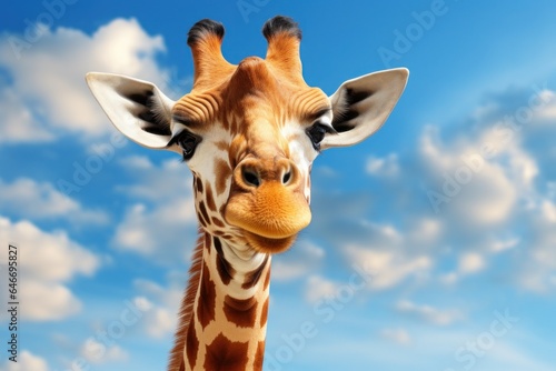 giraffe's head against the sky.
