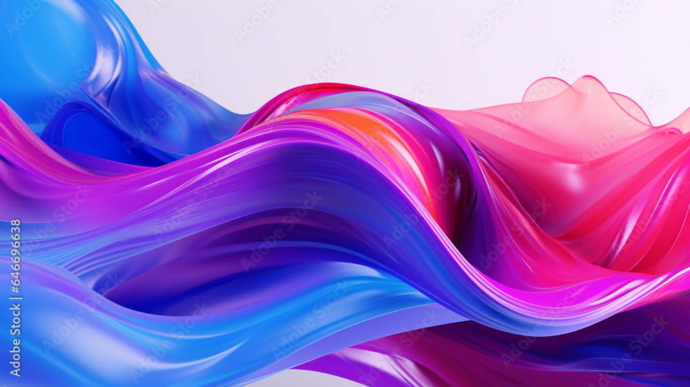 Fototapeta premium 3d rendering of abstract wavy liquid background. Colorful flow of liquid..