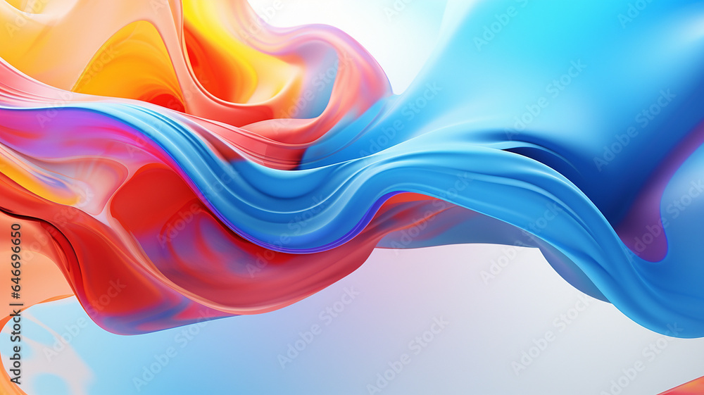 Fototapeta premium abstract background with blue and red flowing fabric. 3d rendering.