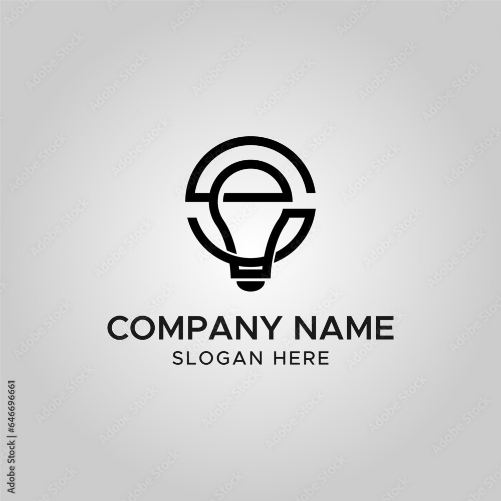 Obraz premium letter E monogram bulb business logo design icon element vector
