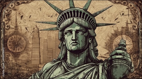 statue of liberty, freedom monument, liberty sculpture, lady liberty, iconic statue, symbol of freedom, colossal landmark, monumental structure, national symbol, New York generative ai