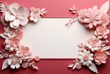A lovely pink and white paper frame featuring delicate floral embellishments