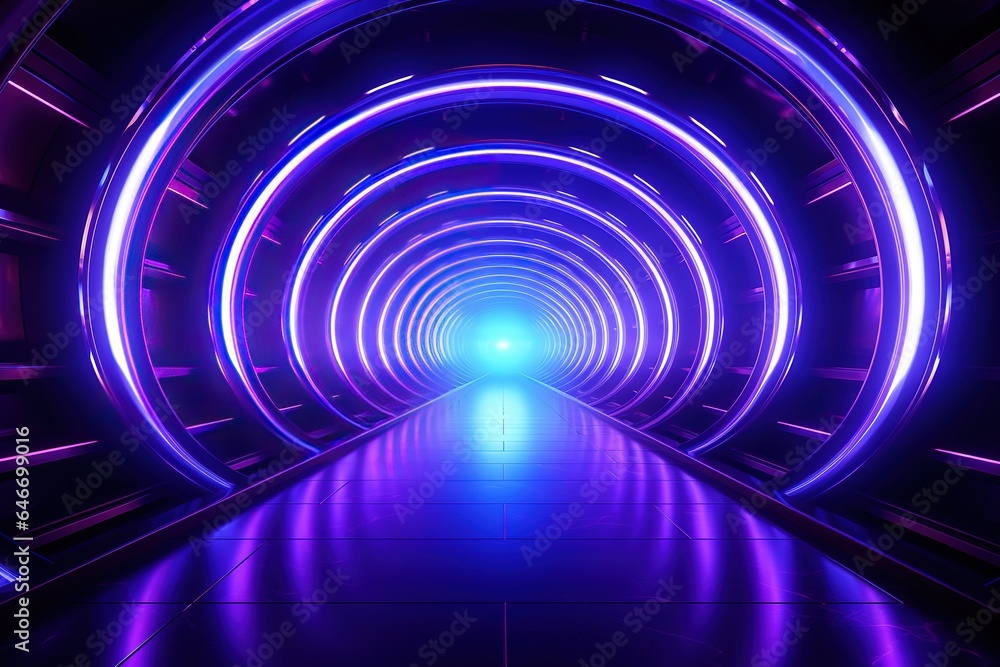 Abstract architecture tunnel with neon light, 3d illustration Abstract architecture tunnel with neon light, 3d illustration