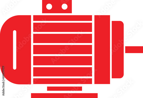 red Electric motor icon. industrial dc electromotor symbol. suitable for mobile app, and website UI design. Trendy flat motor icon isolated on transparent background.