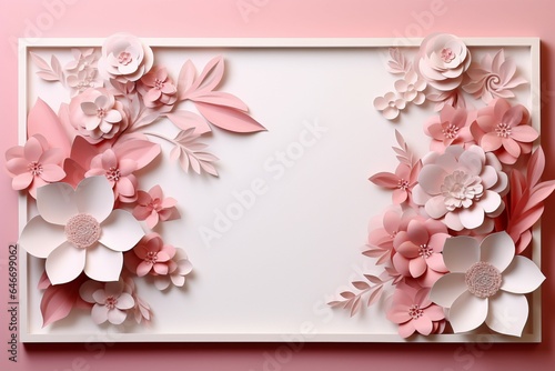 Framed memories bloom with pink and white paper flowers for a touch of elegance