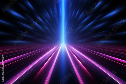 Abstract dark background with blue and pink neon glow, Neon lines of light, Background empty scene