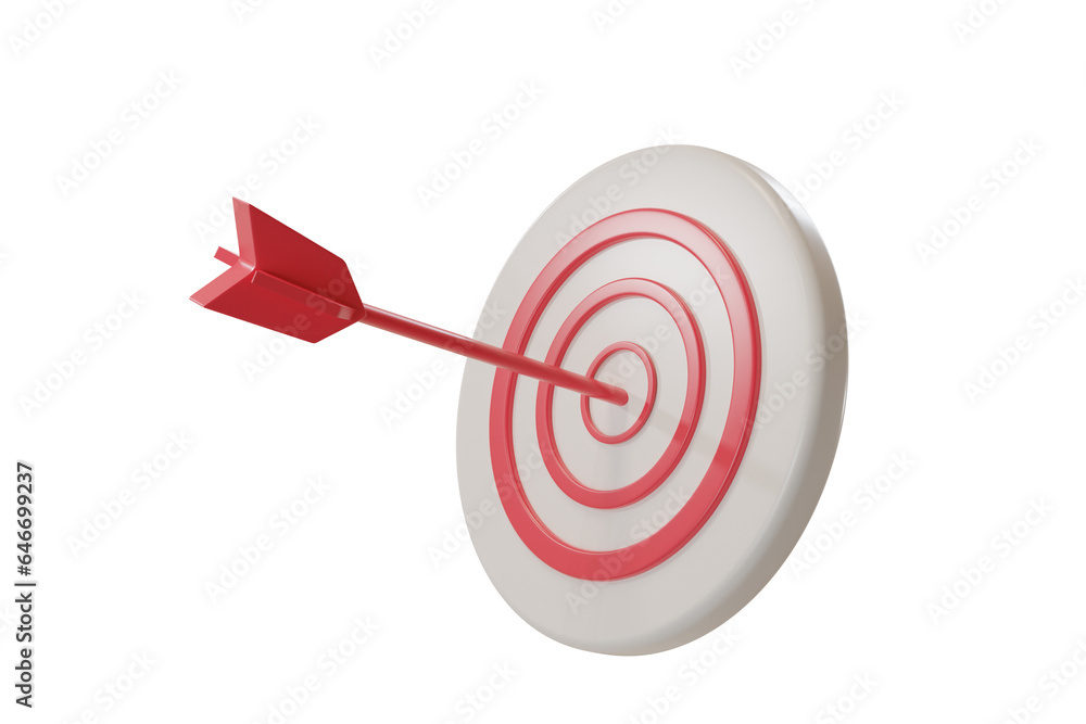 Arrow hit the center of target icon. Business target achievement concept isolate on white background use for graphic element and web element.3d render illustration. Arrow hit the center of target icon. Business target achievement concept isolate on white background use for graphic element and web element.3d render illustration.