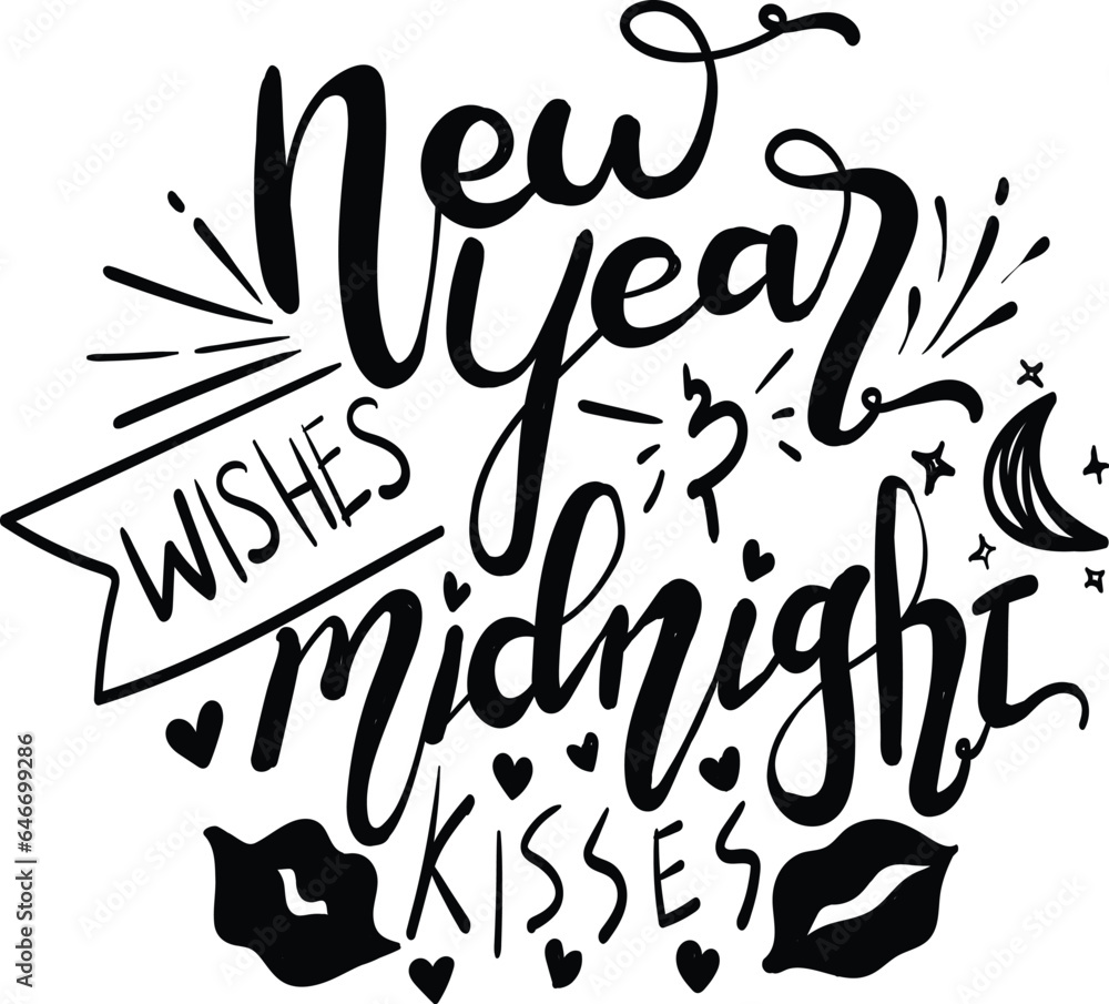 Happy New Year script text hand lettering. Design template Celebration typography poster, banner or greeting card for Merry Christmas and happy new year. Vector Illustration Happy New Year script text hand lettering. Design template Celebration typography poster, banner or greeting card for Merry Christmas and happy new year. Vector Illustration