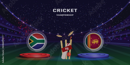 Cricket match concept champions league with participant countries batsman helmets and stadium background
