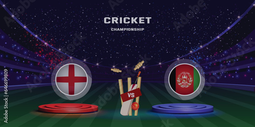 Cricket match concept champions league with participant countries batsman helmets and stadium background