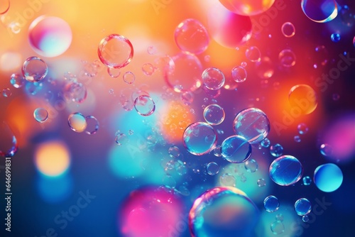 Abstract pc desktop wallpaper background with flying colorful bubbles © Denis