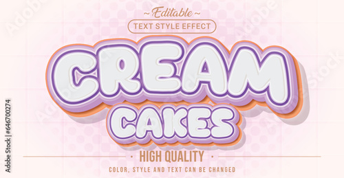 Editable text style effect - Cream Cakes text style theme.