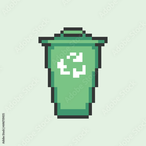 this is trash icon in pixel art with simple color and green background ,this item good for presentations,stickers, icons, t shirt design,game asset,logo and your project.
