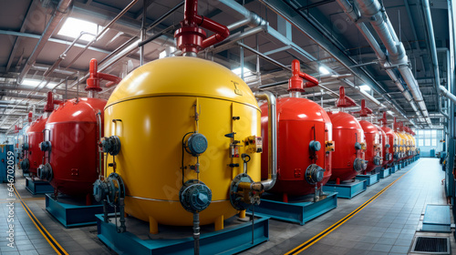 Gas boilers in modern boiler room