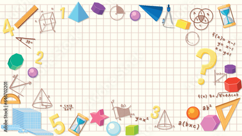 Math Tools Formula Border Notebook with Checkered Background