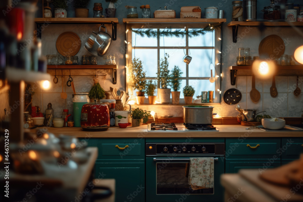 Christmas kitchen.Christmas decorations.Merry Christmas! Christmas kitchen.Christmas decorations.Merry Christmas!