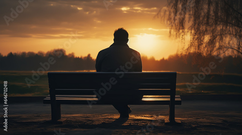 dark silhouette image of a sad man seating . 