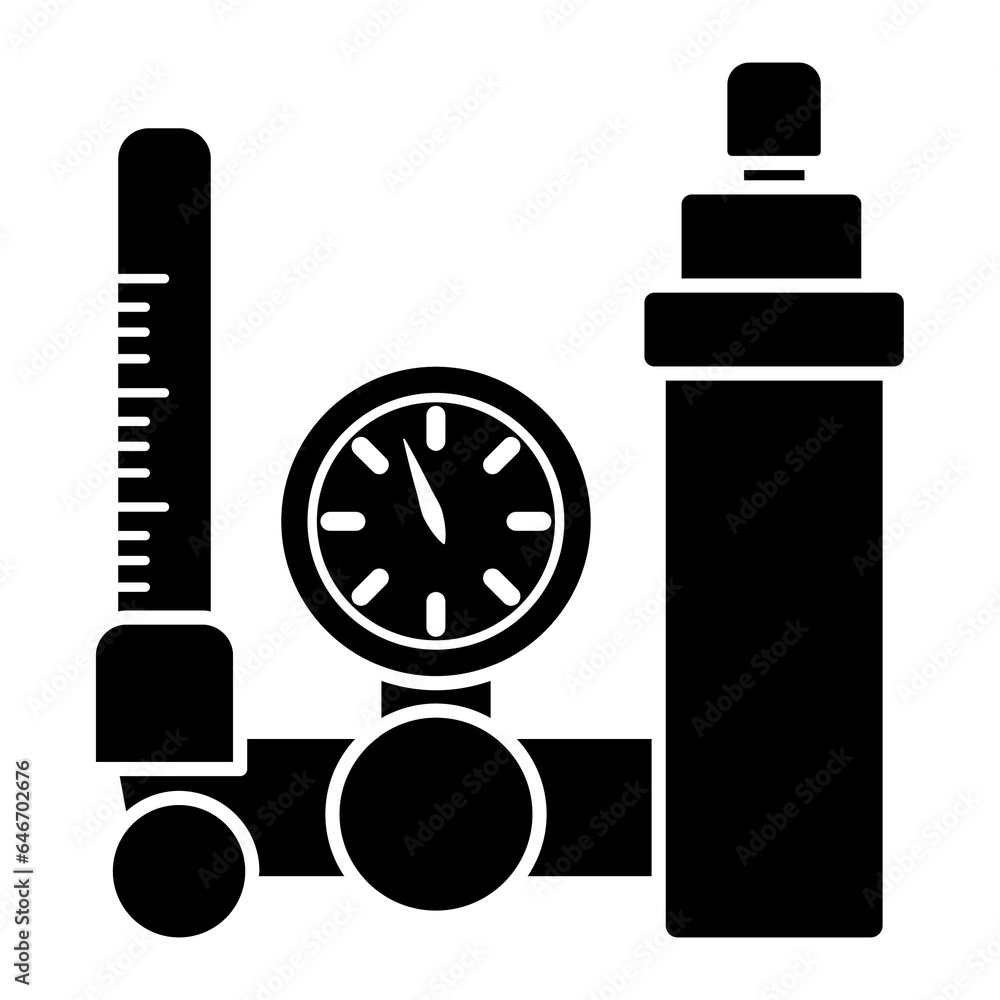 Medical equipment, regulator Oxygen Flow Meter wall mounted central pipeline gas system, supplying oxygen to patients. Flat design Medical equipment, regulator Oxygen Flow Meter wall mounted central pipeline gas system, supplying oxygen to patients. Flat design