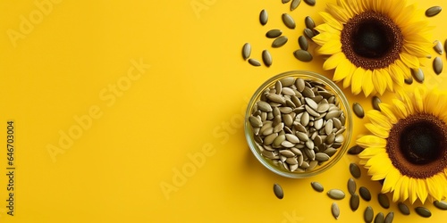 Sunflower seeds, from which vegetable oil is extracted. photo