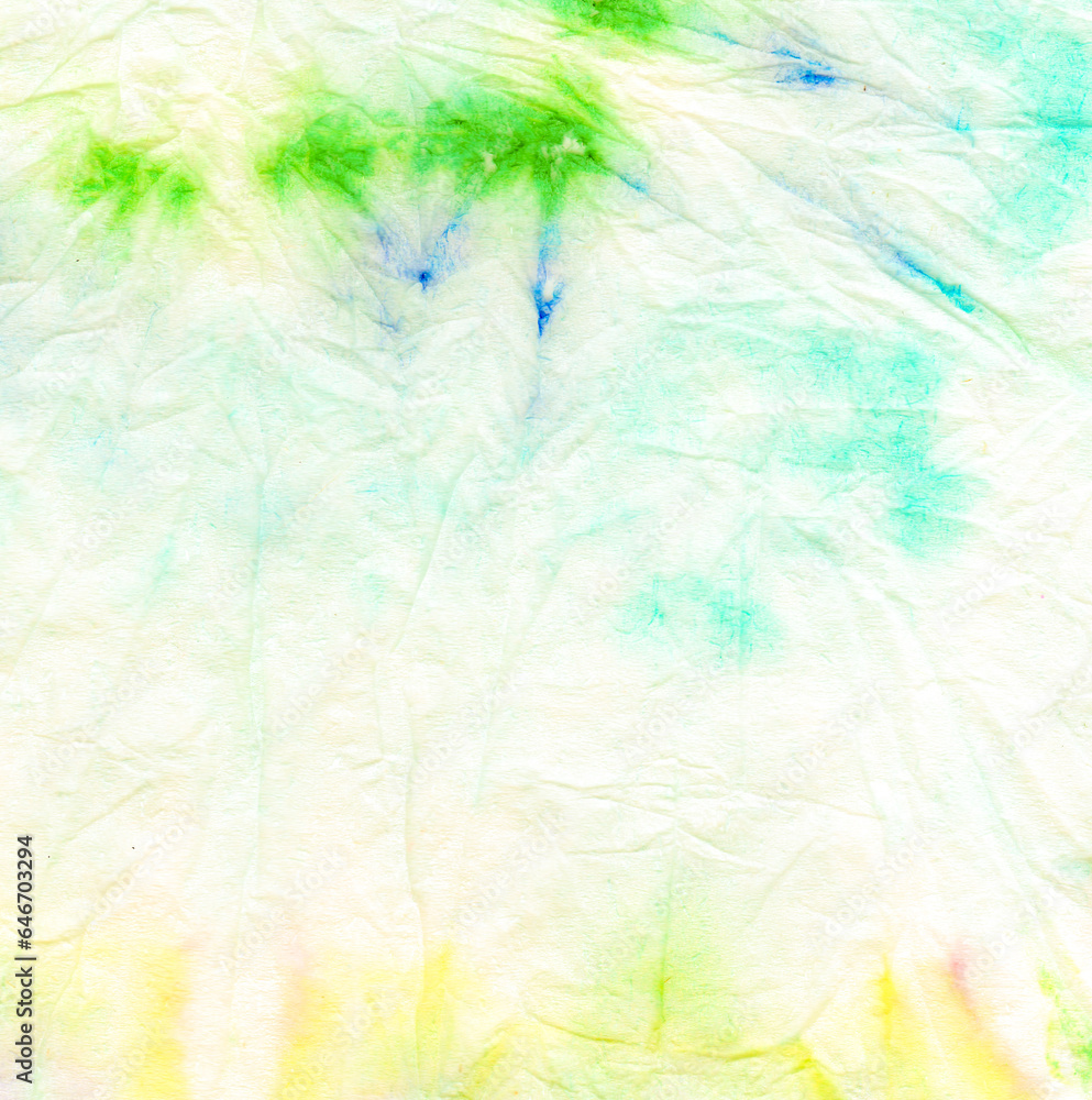 Fototapeta premium Yellow Spiral Tie Dye. Dyed Color Texture. Colour