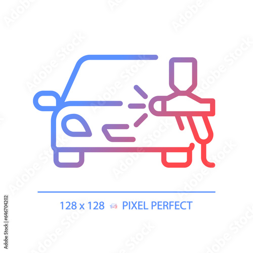 2D pixel perfect gradient car paint icon, isolated vector, thin line illustration representing car service and repair.