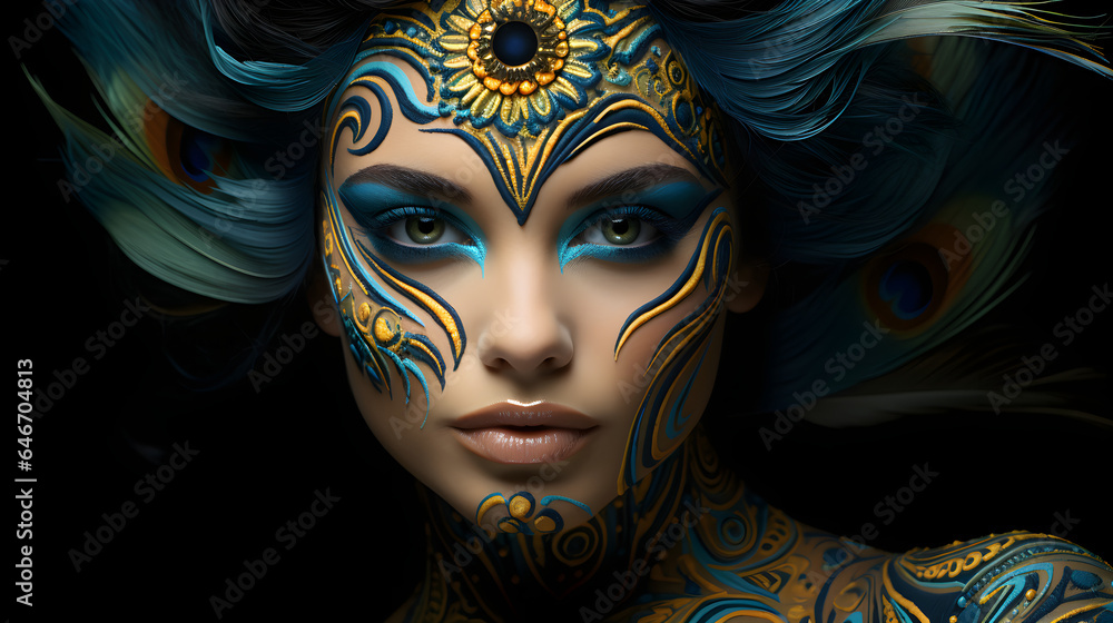 Girl with peacock make up Girl with peacock make up