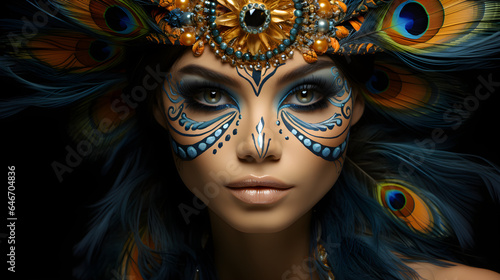 Girl with peacock make up