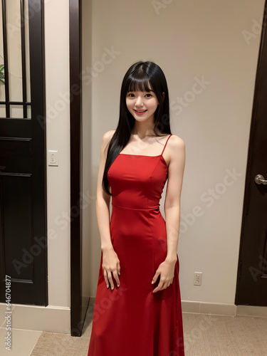 A Chinese woman in a red dress, her beauty a celebration of life