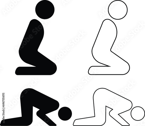 set of Prayer Room Icons. Muslim Praying Area, Islamic Activities with editable stroke. Applied as Trendy Symbol for Design Elements, Websites, Presentation and Application.