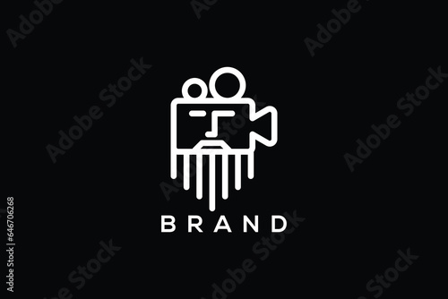 Trendy and minimal knowledge and film and television production vector logo design