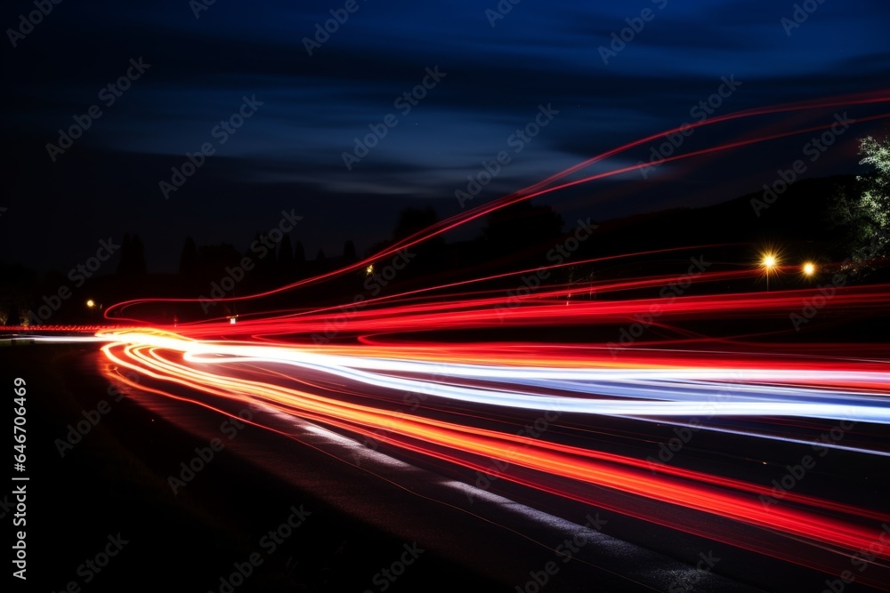 Night city traffic blurred cars long exposure lights evening highway lane movement fast transit car motion auto illuminated vehicle transportation street high speed light trails abstract background