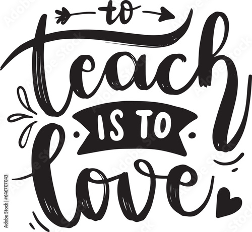 Teacher's Day lettering quotes. Vector illustration on white background with red apple and pencil. Back to School with rainbow