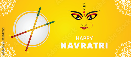 Happy Durga Puja Navratri dandiya night vector poster 