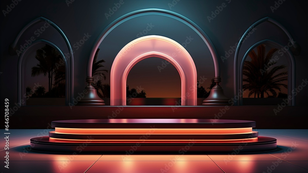 Arabic-style illuminated podium for Ramadan