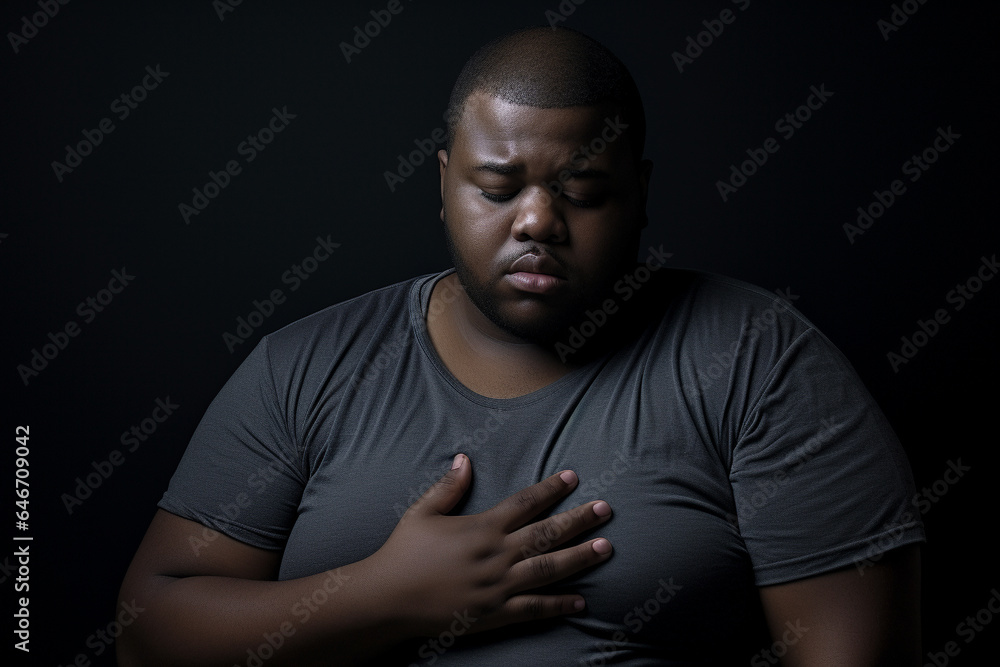 Fototapeta premium Ill man suffering with heart disease symptoms 