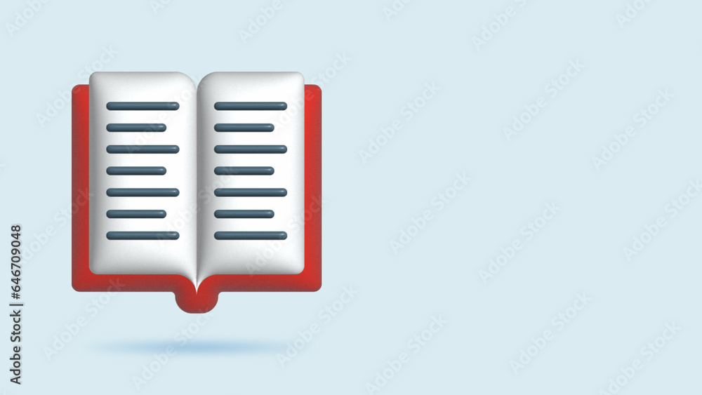 3D Realistic Illustration Open book, diary with white paper blank pages and bookmark 3D Realistic Illustration Open book, diary with white paper blank pages and bookmark