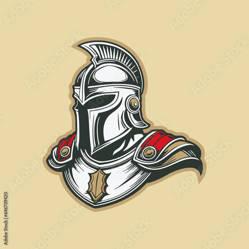 Fototapeta Naklejka Na Ścianę i Meble -  knight spartan  logo design vector icon