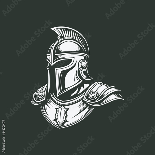knight spartan illustration logo design vector icon