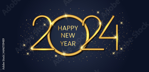 Happy new year 2024 golden luxury vector illustration background