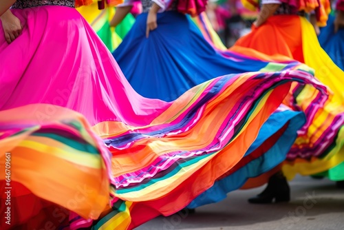 Young adults enjoying traditional festival dancing outdoors Colorful tradition festival costume dance