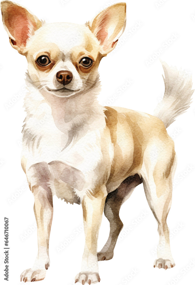 Сhihuahua dog watercolour illustration created with Generative AI technology Сhihuahua dog watercolour illustration created with Generative AI technology