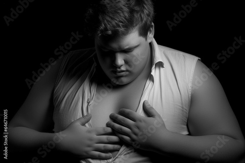 Ill man suffering with heart disease symptoms 