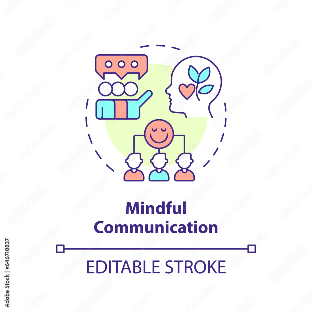 2D editable multicolor icon mindful communication concept, isolated vector, mindful entrepreneurship thin line illustration.