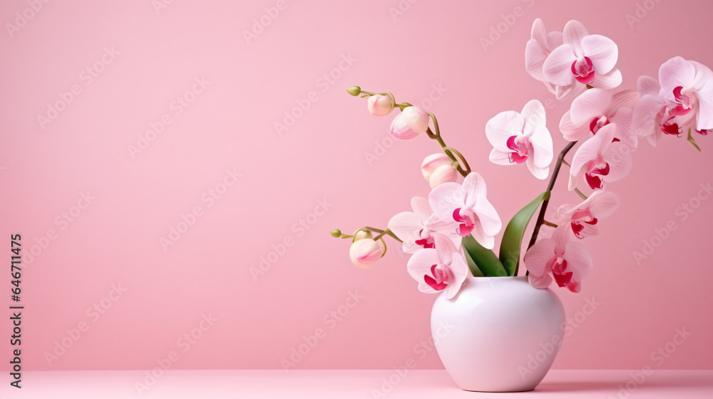 Beautiful flowers composition. Bouquet of pink orchid
