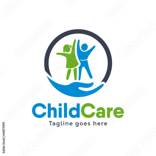 Kids Care logo designs vector. Child Care logo design template