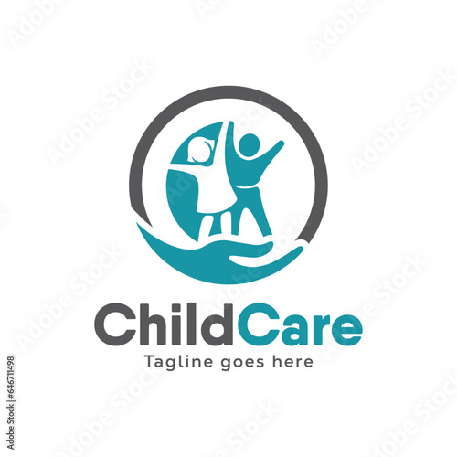 Kids Care logo designs vector. Child Care logo template