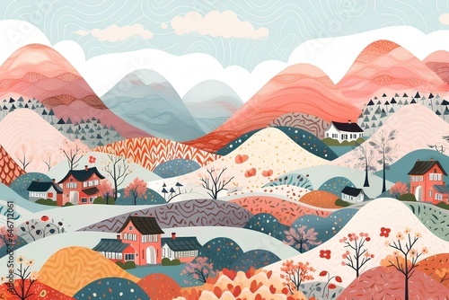 日本の春（山村の風景）
