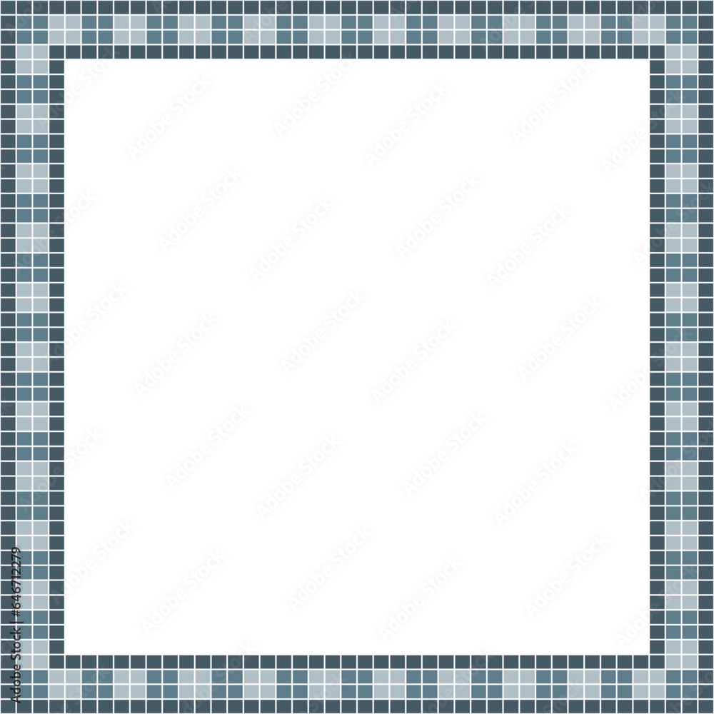 Grey tile frame, Mosaic tile frame or background, Tile background, Seamless pattern, Mosaic seamless pattern, Mosaic tiles texture or background. Bathroom wall tiles, swimming pool tiles.