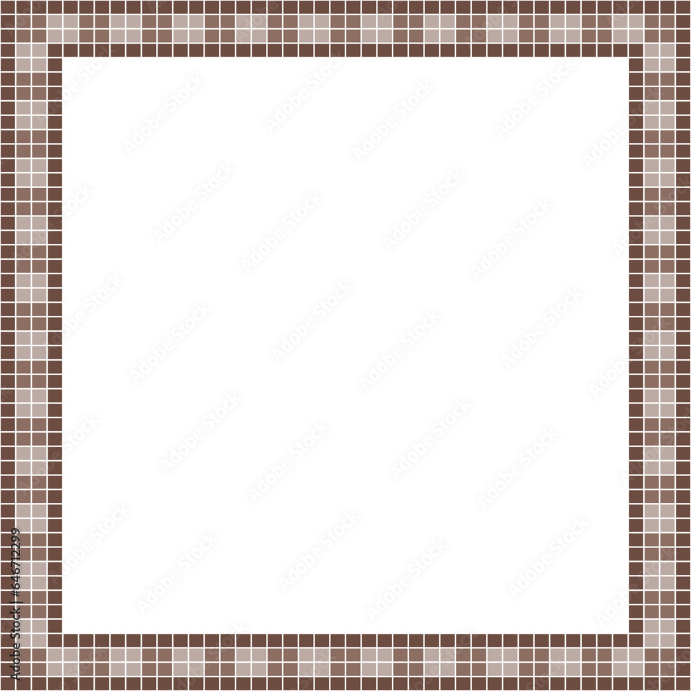 Brown tile frame, Mosaic tile frame or background, Tile background, Seamless pattern, Mosaic seamless pattern, Mosaic tiles texture or background. Bathroom wall tiles, swimming pool tiles.